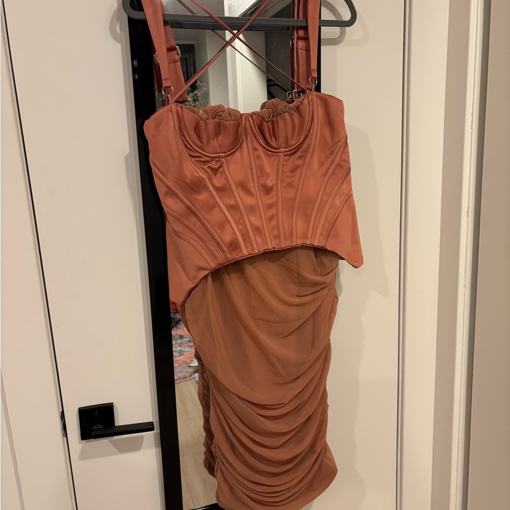 House of CB Terracotta Corset Mini Dress